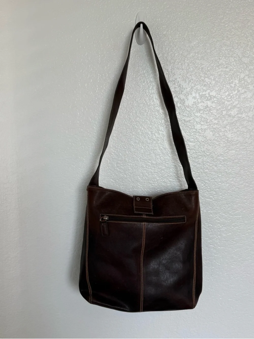 Preston & York Brown Faux Leather Hobo Shoulder Bag Buckle Y2K Purse